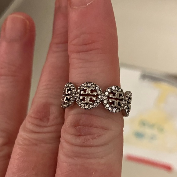 Tory Burch Silver Logo Ring size 6 - Picture 2 of 2
